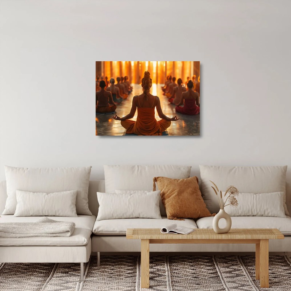 Sklenený obraz - Lekcia jogy (70x50 cm)