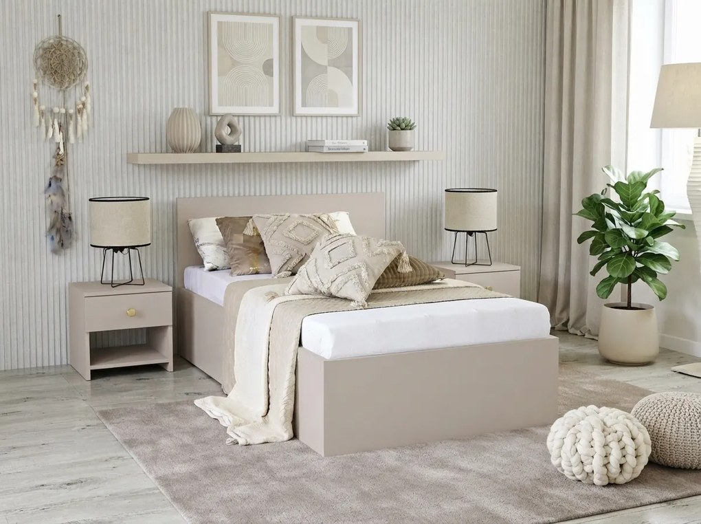 Posteľ SOFIA 90 x 200 cm, kašmírovobéžová Rošt: Bez roštu, Matrac: Matrac COCO MAXI 20 cm