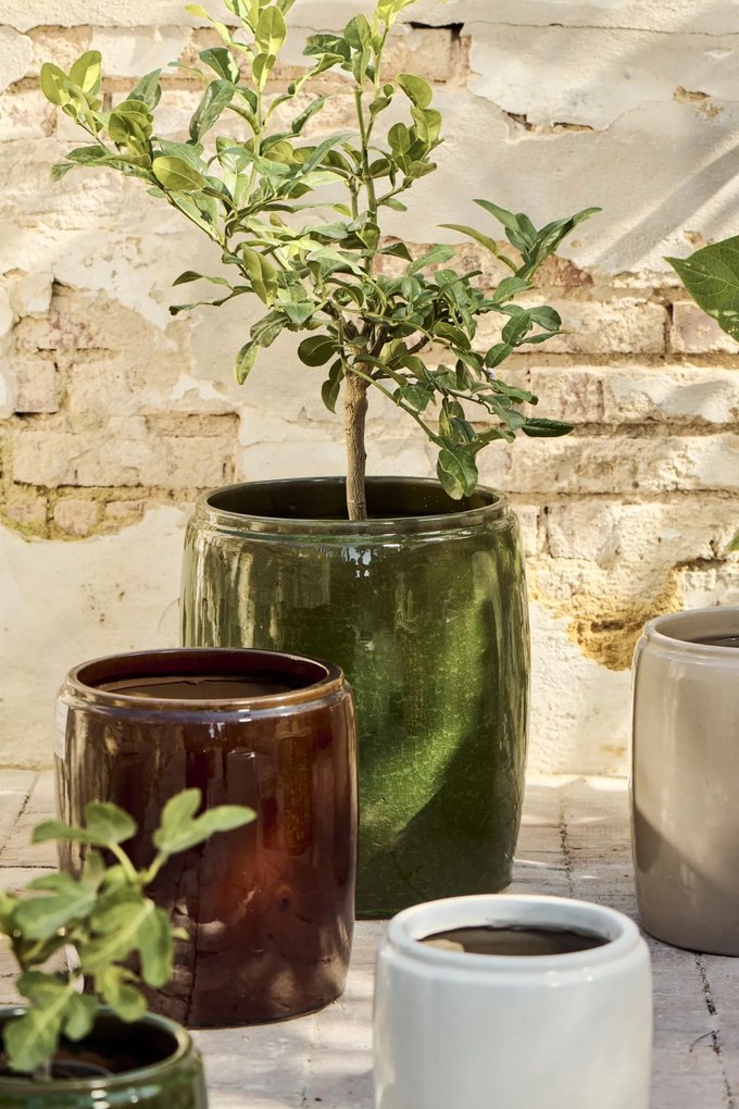 Ib Laursen Keramický obal na květiny Saigon Olive Green L