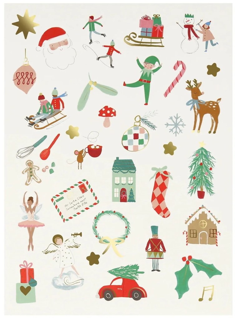 Meri Meri Vianočné nálepky Mixed Icon Christmas – 10 hárkov