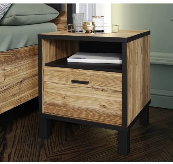 Nočný stolík OREN hnedá/čierna