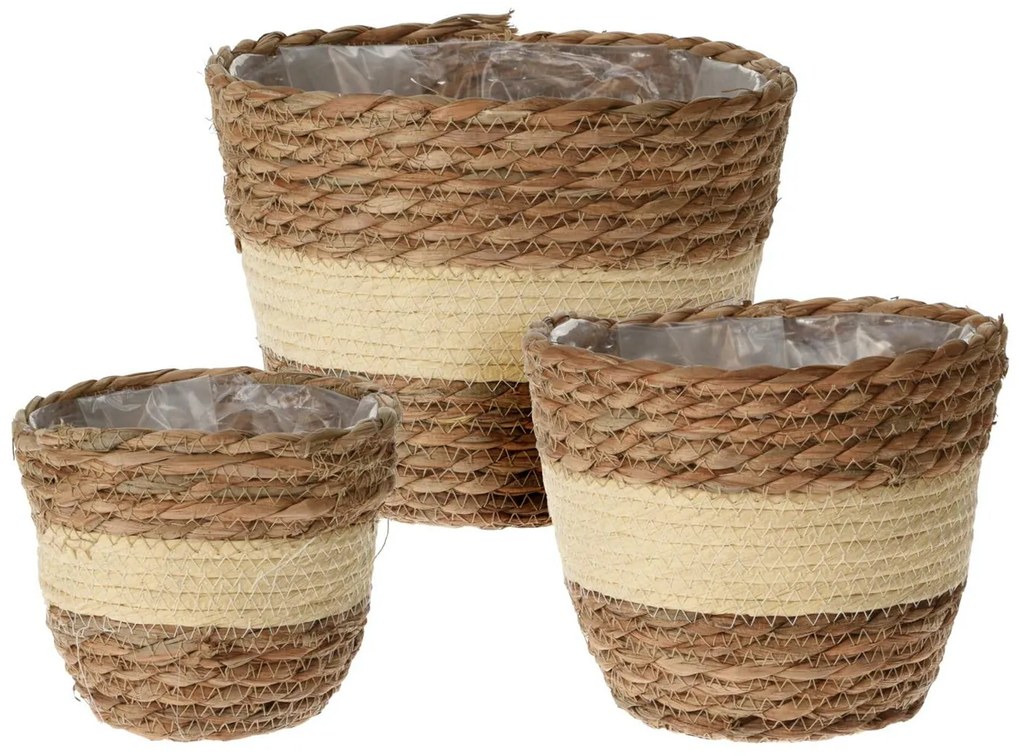 PRÚTENÝ KVETINÁČ BOHO SADA 3KS 18X23 CM+16X19 CM+15X14 CM HNEDÁ