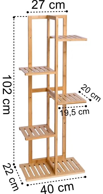 Stojan na kvety GUTREN bambusový 6 políc
