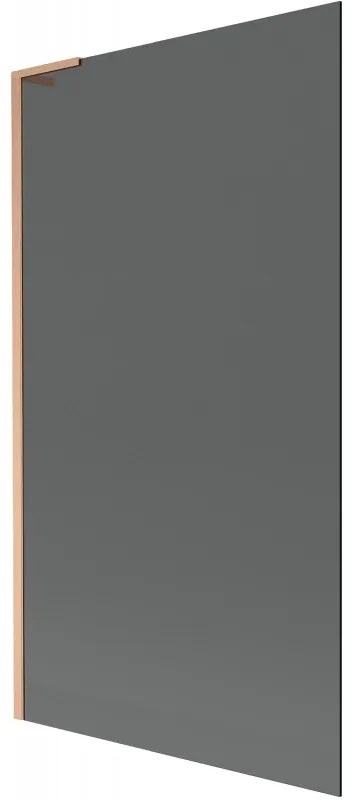 Mexen Next L, 1-krídlová vaňová zástena 100 x 150 cm, 6mm šedé sklo, medený profil, 895-100-000-03-40-65