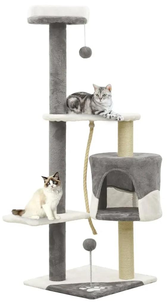 vidaXL Škrabadlo pre mačky so sisalovými stĺpikmi sivé a biele 120 cm