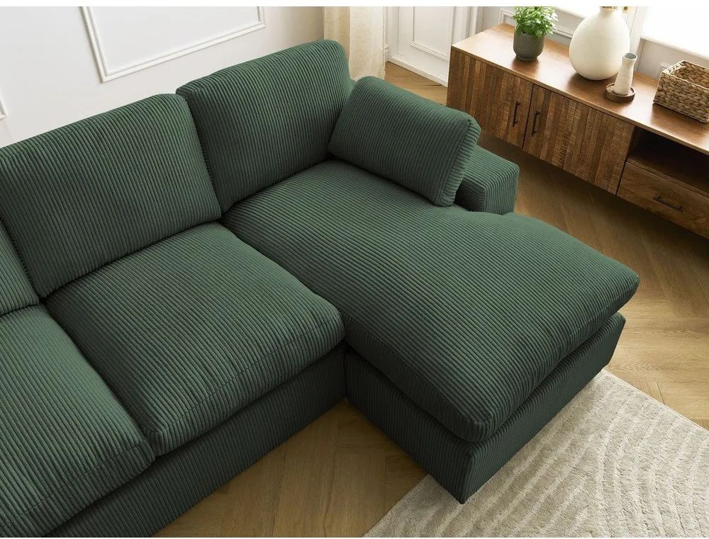 Zelená menčestrová rohová pohovka Belair – Bobochic Paris