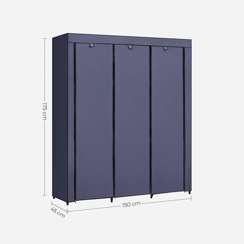 Šatník, látková modulárna skriňa, skladacia, tmavomodrá