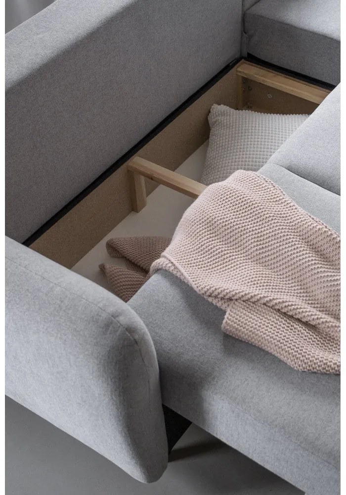 Svetlosivá rozkladacia rohová pohovka Miuform Scandic Lagom, pravý roh