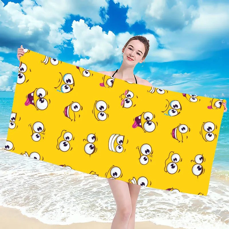 Plážová osuška SMILE 100x180 cm žltá, 100% mikrovlákno