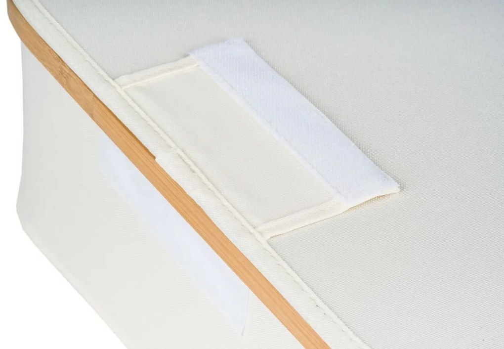 Úložný box G21 30 x 30 x 15 cm, bambusový s vekom, béžový