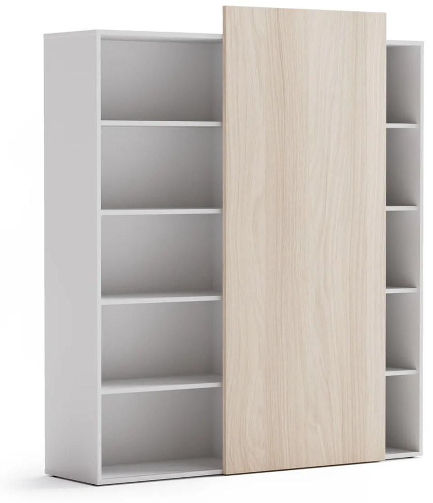 PLAN Skriňa vysoká otvorená BLOCK White, dub prírodný