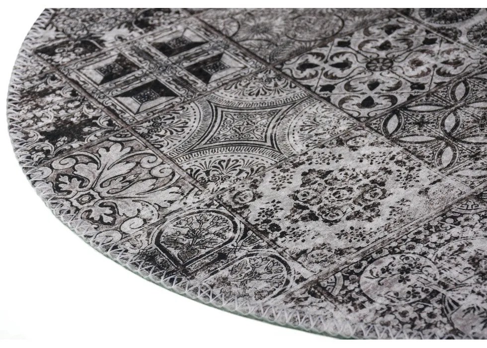 Sivý umývateľný okrúhly koberec ø 80 cm – Vitaus