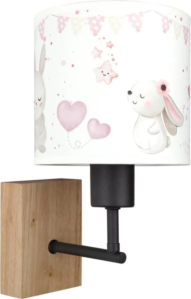 BRILAGI - Nástenné svietidlo BOBO WOOD 1xE27/25W/230V dub/čierna/krémová/králičky