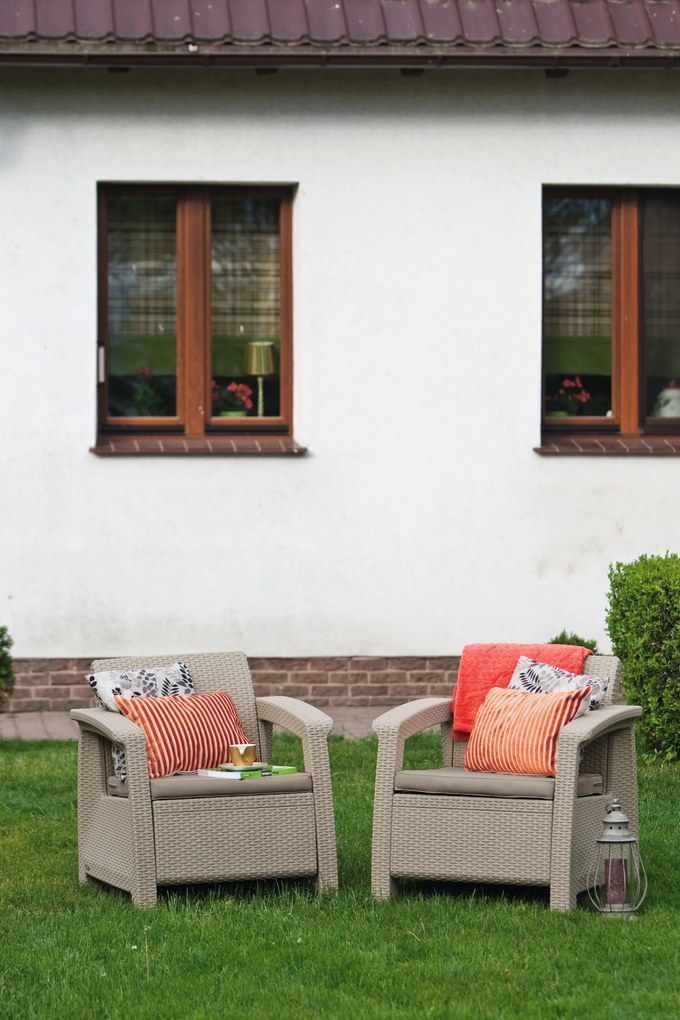 ALLIBERT CORFU DUO SET Kreslo 2 ks, 75 x 70 x 79cm, cappuccino/piesková 17197993