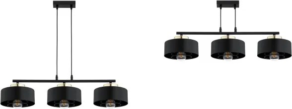 BRILAGI - Závesný luster na kábli SPRING 3xE27/60W/230V čierna/zlatá