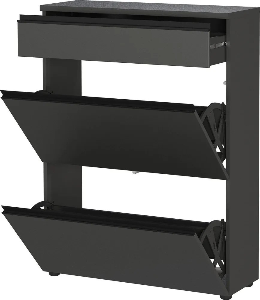 Antracitová skrinka na topánky 80x107x29 cm Baldone – Germania