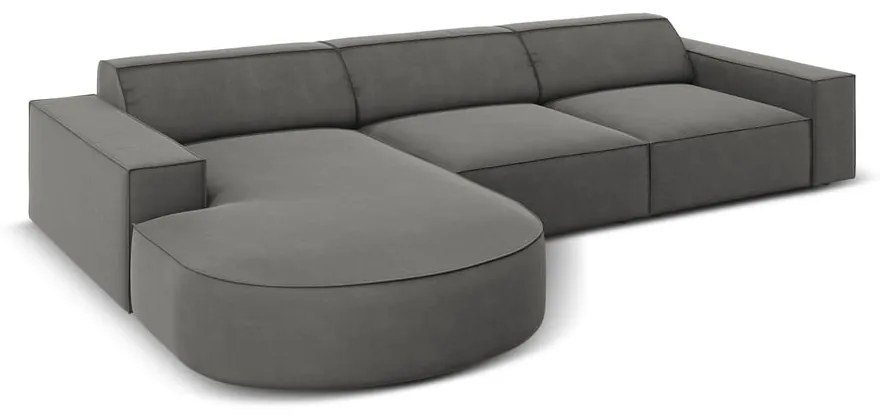 Sivá zamatová rohová pohovka (ľavý roh) Jodie - Micadoni Home