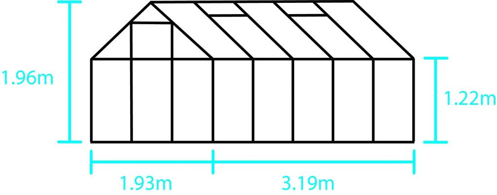 Skleník Halls Popular, 3,19 x 1,93 m / Hliník, Komôrkový polykarbonát