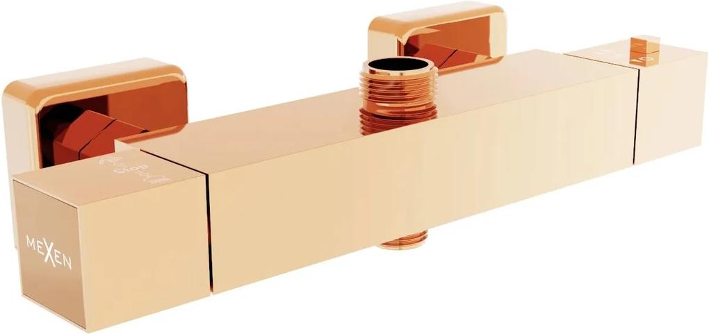 MEXEN CUBE termostatická batéria s horným pripojením, ružové-zlato, 77250-60