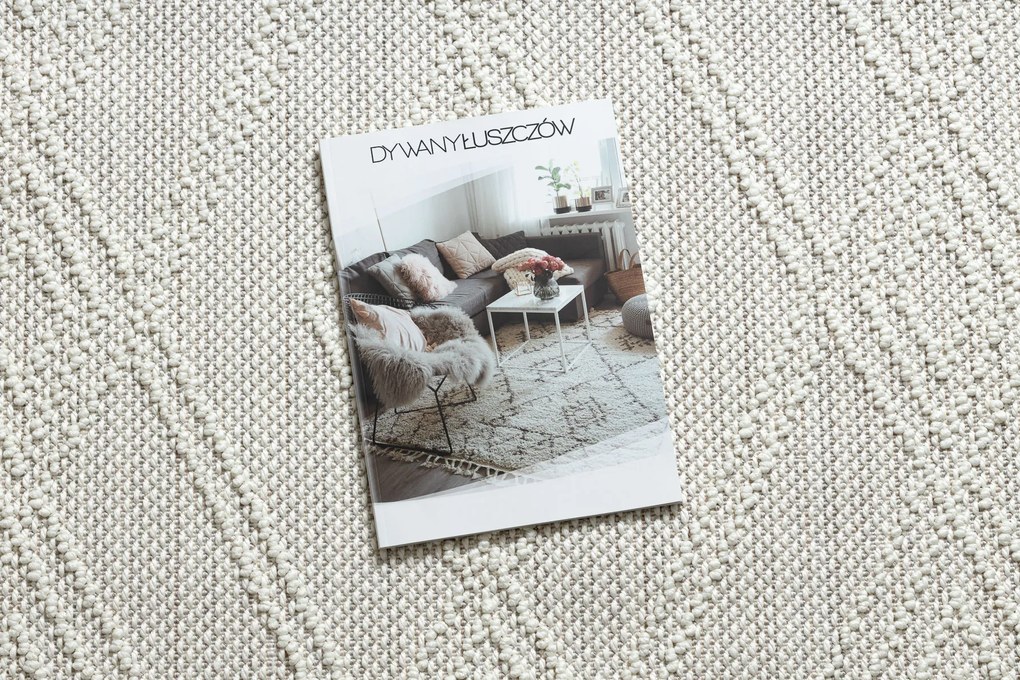 Koberec NANO EN14A Diamanty, slučkový, plocho tkaný, biely