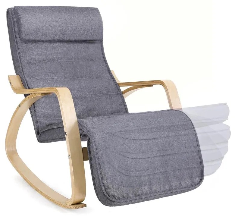 SongmicsHome Hojdacie kreslo, leňoška SWING nosnosť 150kg, 67x115x91cm, sivá