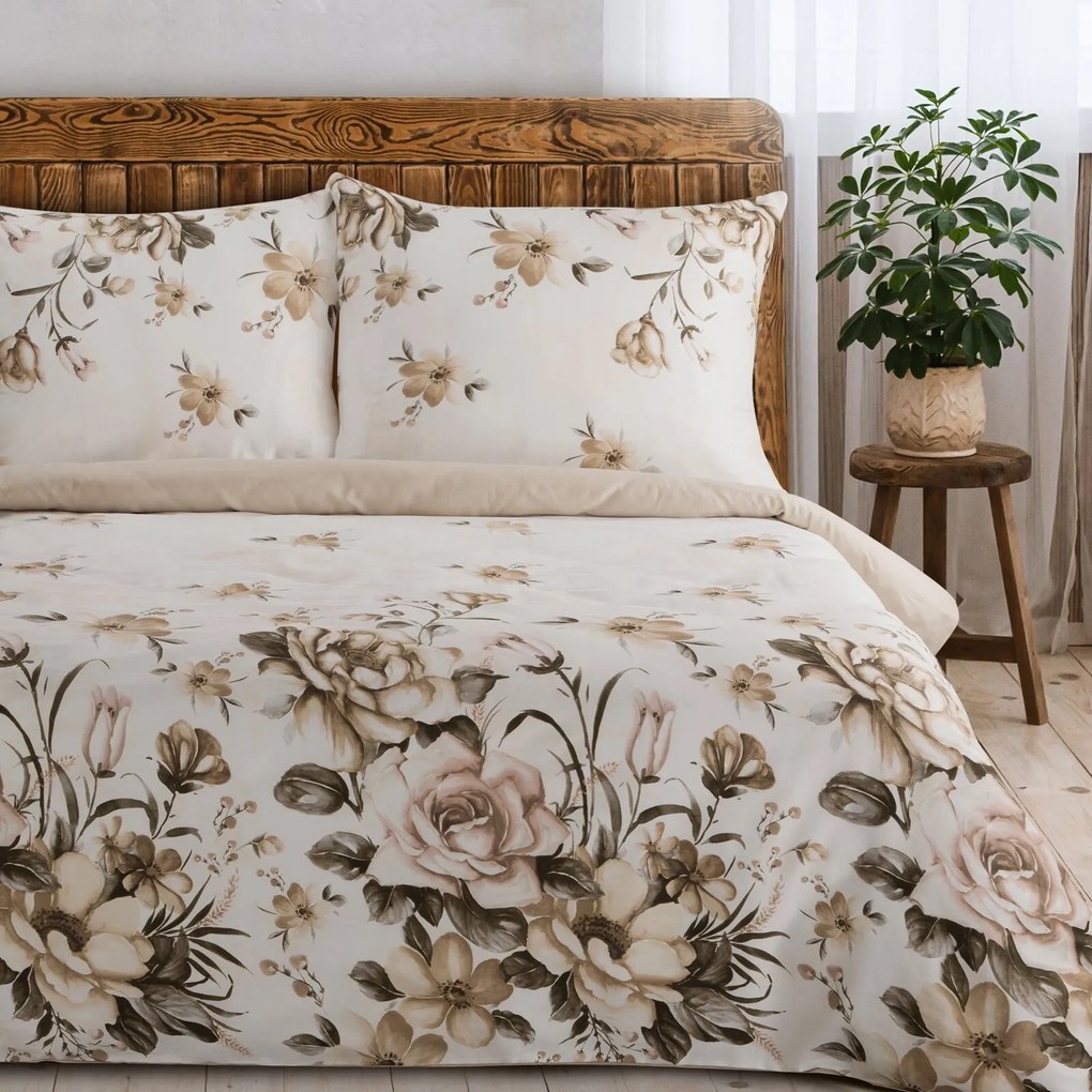 SATÉNOVÉ OBLIEČKY SPRING41 140X200 CM, 1 KS 70X80 CM KVETY