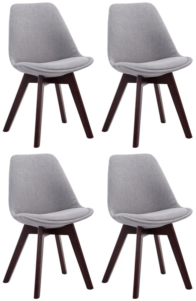 Stolička Borne V2 látka (SET 4 ks), drevené nohy orech - Sivá