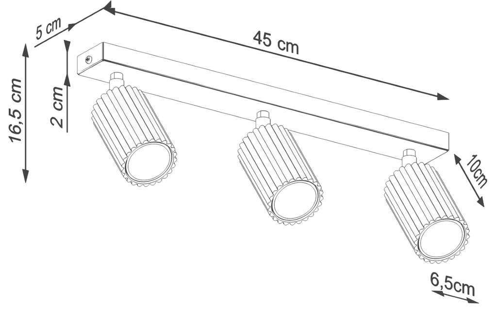 Bodové svietidlo Karbon, 3x biele kovové tienidlo, (možnosť polohovania)