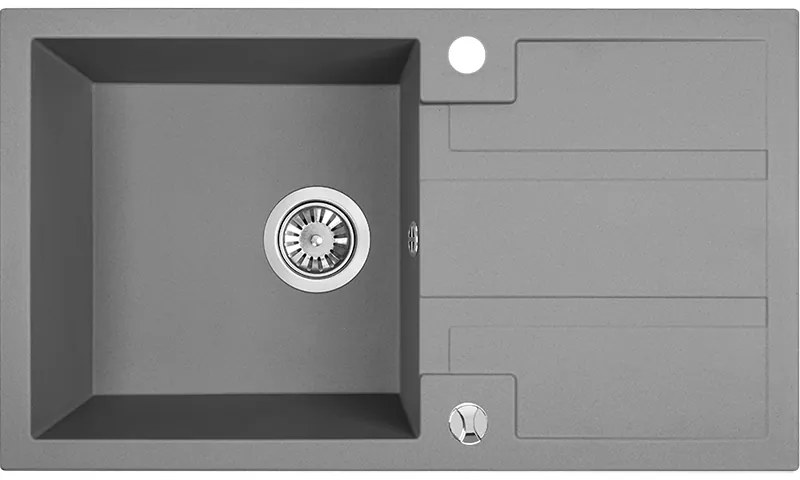 Laveo Barbados, 1-komorový granitový drez 760x440x194 mm, šedá, LAV-SBB_511T