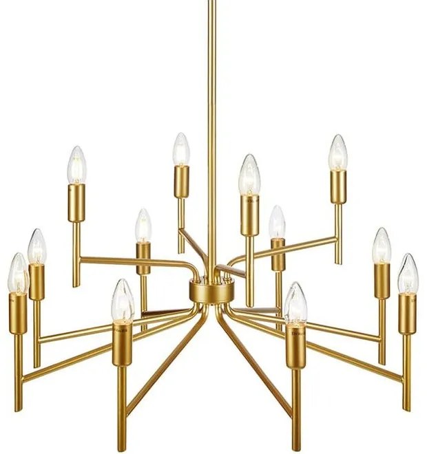 Dvanásťramenné závesné svietidlo v zlatej farbe Markslöjd Regent