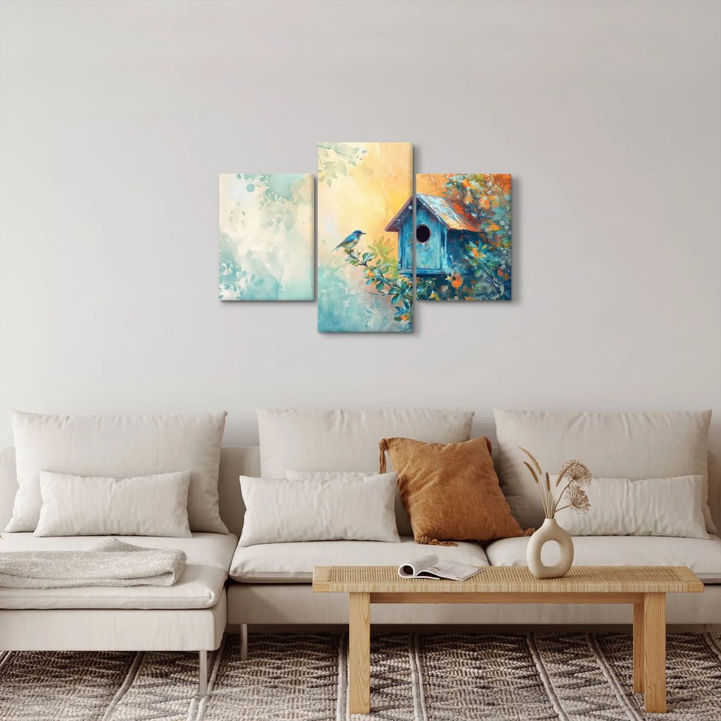 Obraz - Vtáčia búdka, akvarel (90x60 cm)