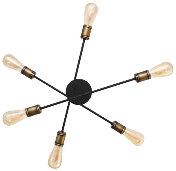 Prisadený luster CAMBRIDGE 6xE27/20W/230V čierna/zlatá