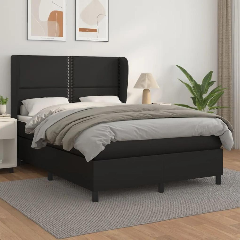 Boxspring posteľ s matracom čierny 140x190 cm umelá koža 3128967
