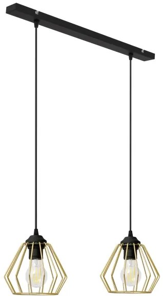 Luster na lanku AGAT 2xE27/15W/230V zlatá/čierna