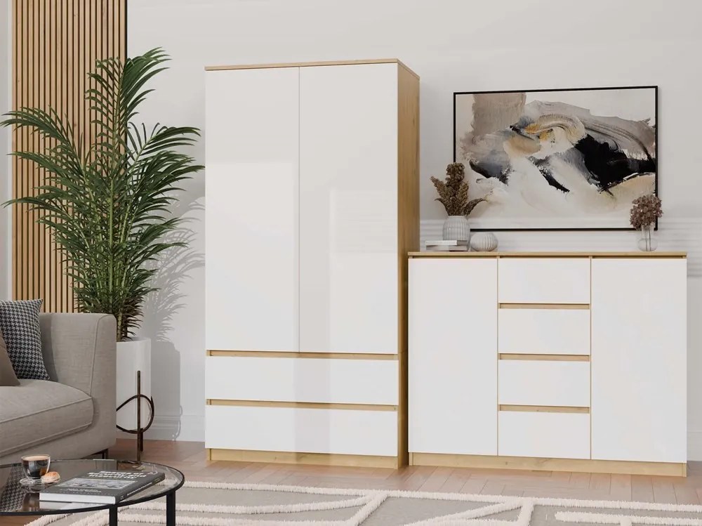 Komoda Malwa 2D4S 120 cm dub artisan/bílá