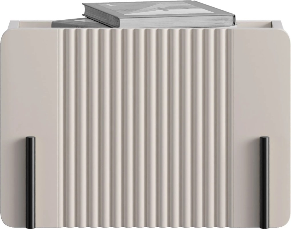 Závesný nočný stolík Malmi 45 cm so zásuvkou - kašmír / čierna