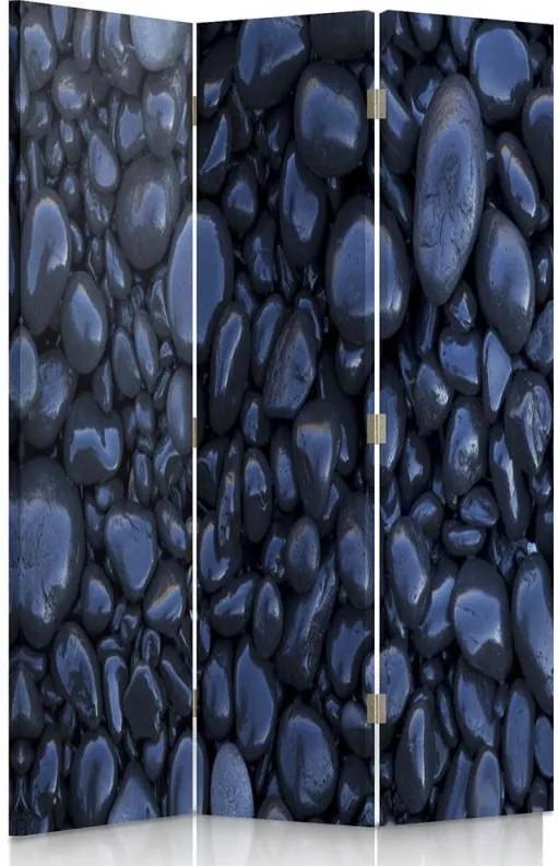 CARO Paraván - Black Stones | trojdielny | jednostranný 110x150 cm