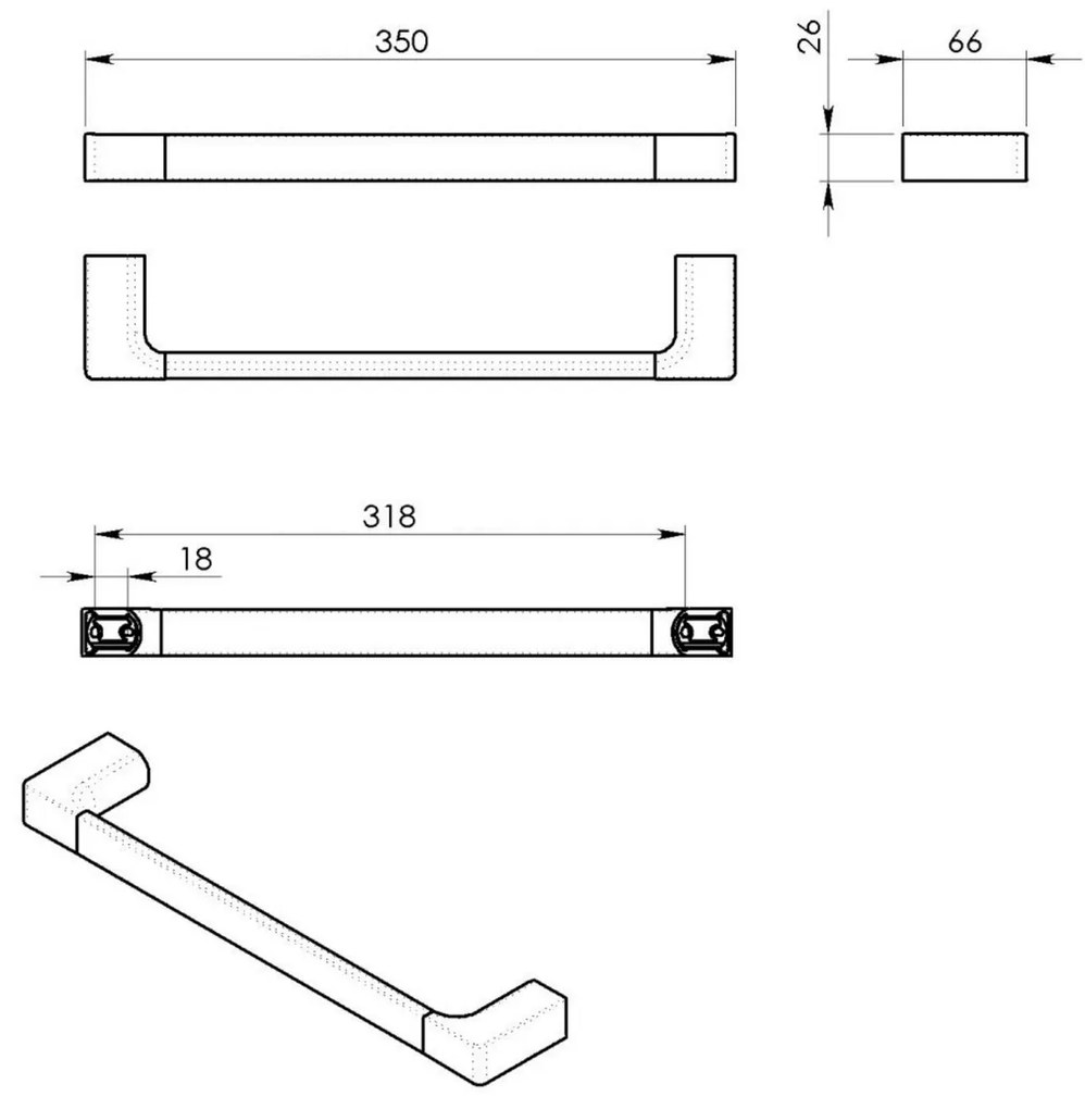 GEDY PI213502 Pirenei držiak uterákov 35 x 6,6 cm, biela mat