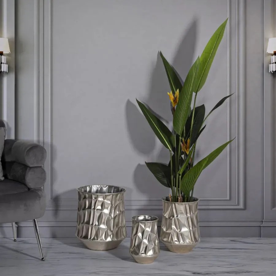 Sada 3 ks obalů na květináč Silver stříbrná