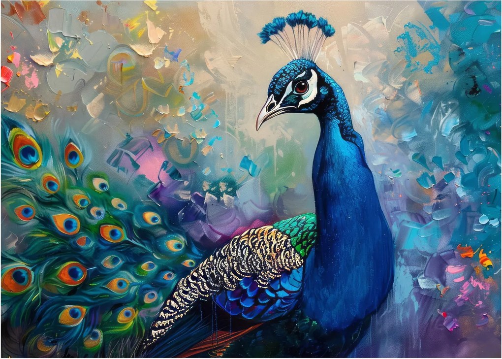 Sklenený obraz - Maľba páva (70x50 cm)