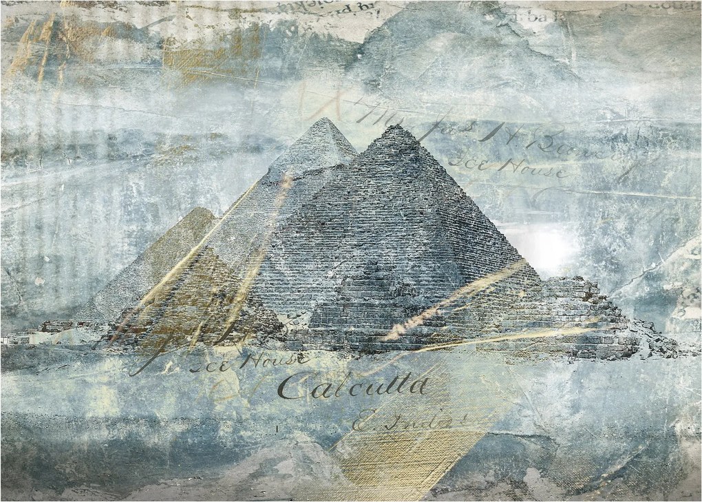 Sklenený obraz - Pyramídy v modrom filtri (70x50 cm)