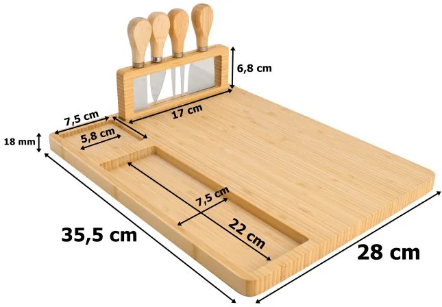 Servírovacia doska SALERS s príborom, bambusová