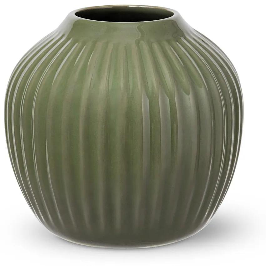 Tmavozelená kameninová váza Kähler Design, výška 13 cm
