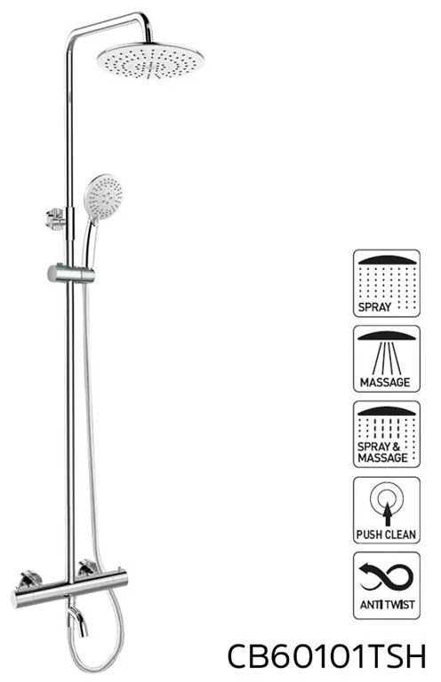 Mereo Mereo, Termostatická vaňová batéria s hlavovou guľatou sprchou, MER-CB60101TSA