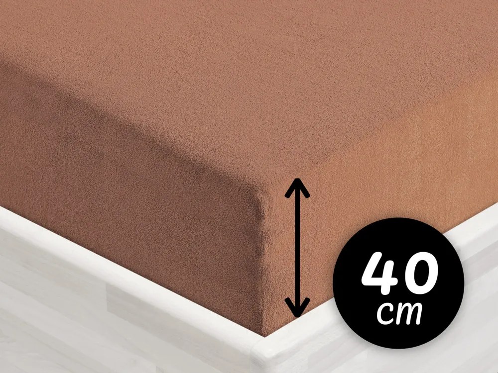 Froté napínacie prestieradlo na extra vysoký matrac FR-023 Orieškovo hnedé 100 x 200 - výška 40 cm