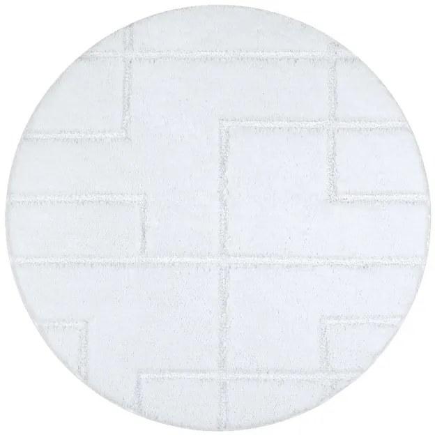 Kúpeľňový koberček SUPREME LINES línie, biely kruh