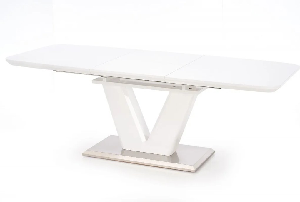 Rozkladací jedálenský stôl Ralen 160/220 cm biely lesk