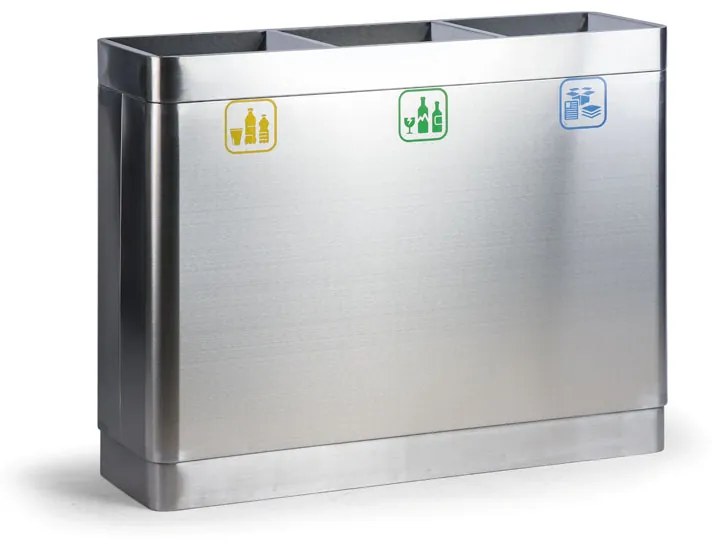 Odpadkový kôš na triedený odpad, 3x44 l, nerezový