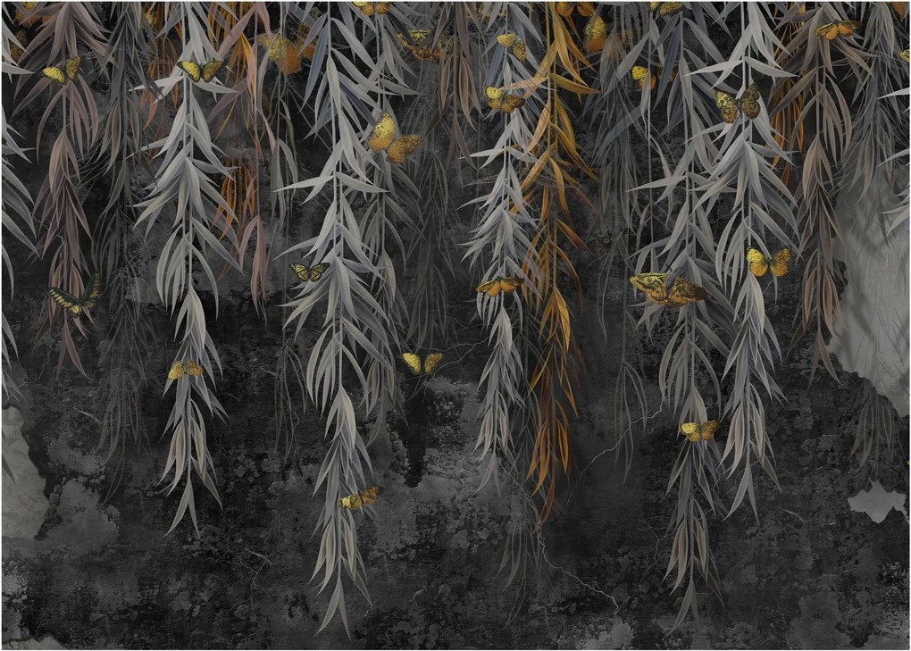 Obraz - Vŕbové vetvičky v čiernom pozadí (70x50 cm)