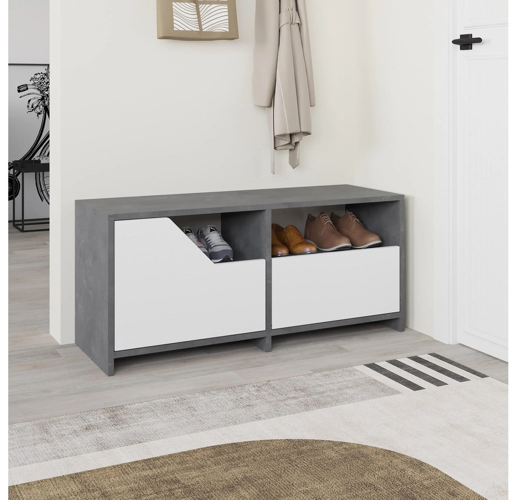 Botník (skrinka na topánky) Todeba (sivá + biela). Akcia -19%. Vlastná spoľahlivá doprava až k Vám domov. 1094664